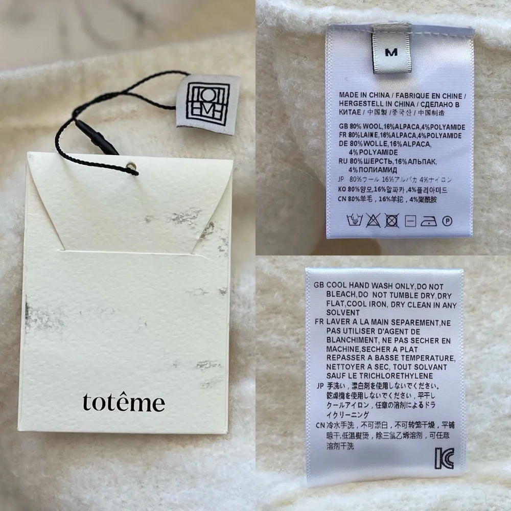 Totême Ivory Wool Blend Sweater Cozy Minimalist Alpaca Boucle Crewneck M NWT - Picture 4 of 6